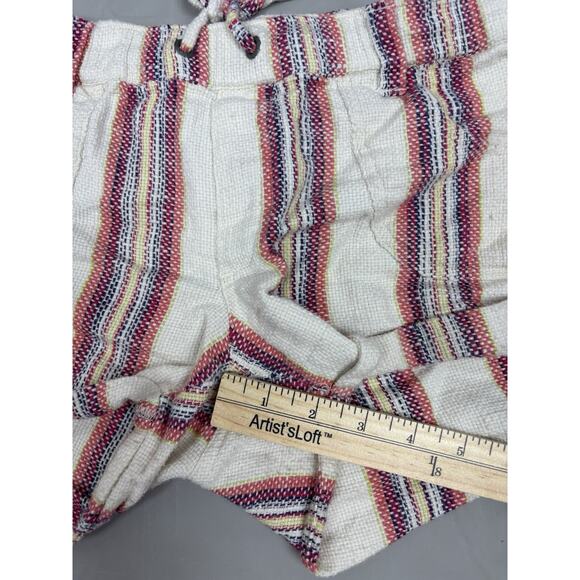 Roxy Micro Mini Low Rise Drawstring Shorts Size M Multicolor Striped Retro Beach - Picture 6 of 9